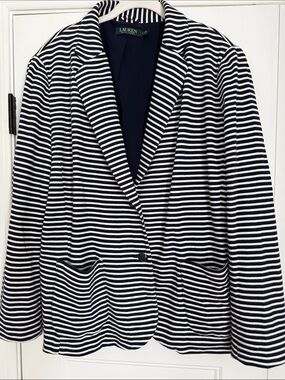 Lauren Ralph Lauren Navy and White Striped Blazer